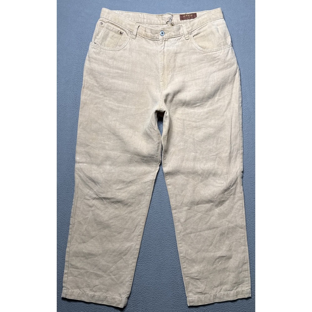 VTG Orvis Montana Morning Denim Mens 34x29 Yellow Tab Wide‎ Baggy Relaxed Jeans